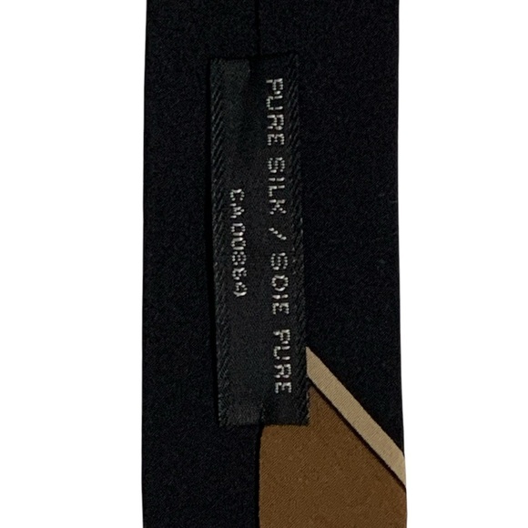 Vintage Harry Rosen Striped Silk Tie In Navy / Tan - Picture 5 of 8